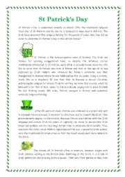 English Worksheet: St patricks day