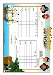 English Worksheet: Present Continuous - battleship game