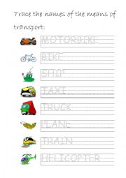 English Worksheet: Means of transport 
