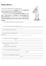 English Worksheet: INDOOR AND OUTDOOR ACTIVITIES