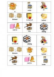English Worksheet: prepositions bingo