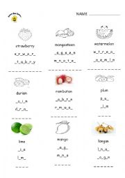 English Worksheet: fruit