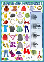 English Worksheet: Clothes and accessories : matching 1