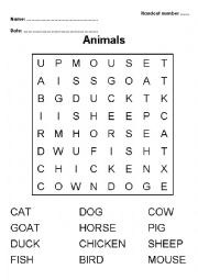 Animal crossword