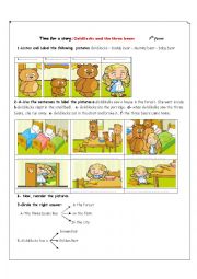 English Worksheet: Goldilocks and the three bears