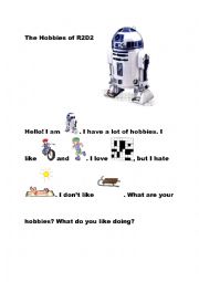 English Worksheet: The hobbies of r2d2 STAR WARS