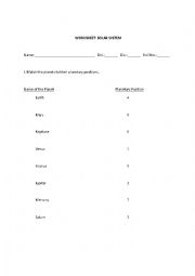 English Worksheet: Solar System