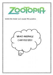 English Worksheet: Zootopia - trailer