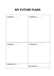 English Worksheet: Future Plans- Want to