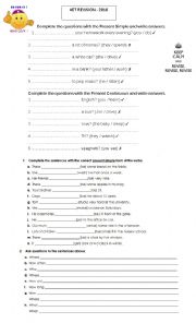 English Worksheet: Welcome Back Revision