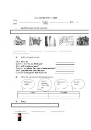 English Worksheet: test about stores 