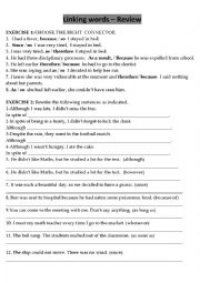 English Worksheet: Linking words