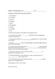 English Worksheet: Vocabulary Quiz