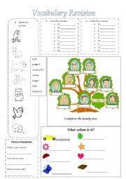 English Worksheet: Vocabulary Revision for Kids