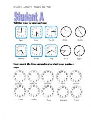 English Worksheet: Asking the time (What time is it?)