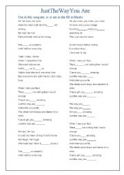English Worksheet: Just you are 