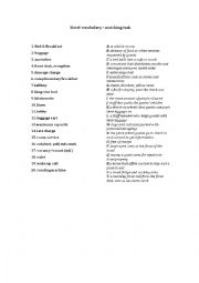 English Worksheet: Hotel vocabulary matching task