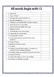 English Worksheet: All words begin with I 2