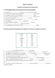 English Worksheet: Proportional and double comparative