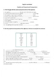 English Worksheet: Proportional and double comparative