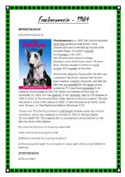 English Worksheet: Frankenweenie short film 1984 Tim Burton worksheet