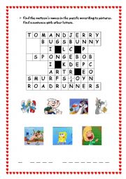 English Worksheet: cartoons-puzzle