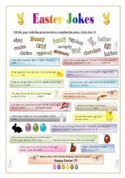 English Worksheet: Easter Jokes 2 - gap-filling