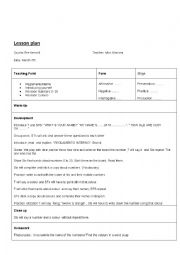 English Worksheet: lesson plan