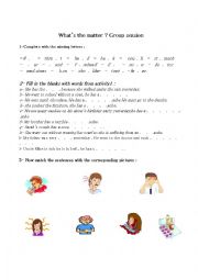 English Worksheet: whats the matter group session