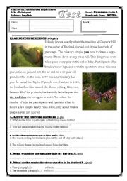 Cheese rolling festival - reading comprehension test