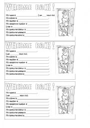 English Worksheet: Welcome back