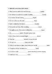 English Worksheet: Adverbs