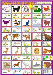 English Worksheet: Sound park: phonetics with animals and adjectives