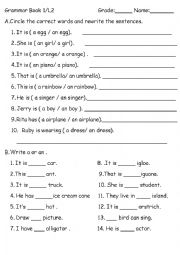 English Worksheet: a ,an 