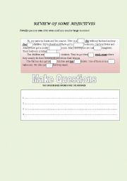 English Worksheet: REVIEW OF SOME ADJECTIVES WITH WH-QUESTIONS