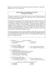 English Worksheet: History of Volleyball