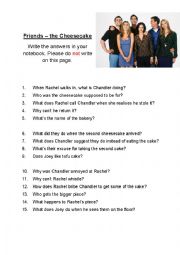 English Worksheet: Friends: The Cheesecake