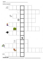 English Worksheet: crossword puzzle