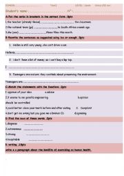 English Worksheet: language quiz  (grammar and vocabulary