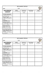 English Worksheet: Self Assessment Social Skills