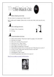 English Worksheet: The Black Cat worksheet to work on the story