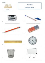 A or An - classroom objects (key included)