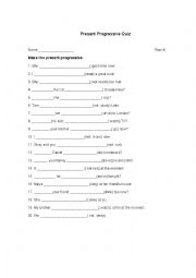 English Worksheet: Present Progressive Quiz