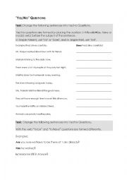 English Worksheet: Yes/No Question