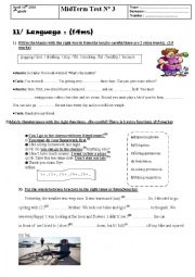 English Worksheet: Mid term test n3 7th grade