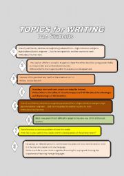 English Worksheet: TOPICS for WRITING FOR BAC STUDENTS