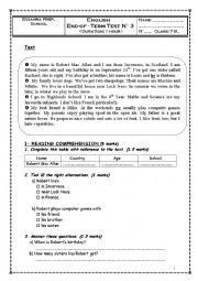 English Worksheet: End-of-Term Test N3