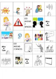 English Worksheet: BINGO OF CLASSROOM COMMANDS