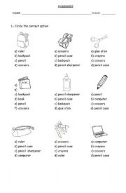 English Worksheet: Objects classroom