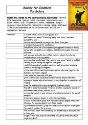 English Worksheet: Bowling for Columbine Vocabulary